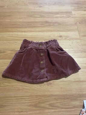 Girls' Corduroy Button-Front Skirt in Dusty Mauve